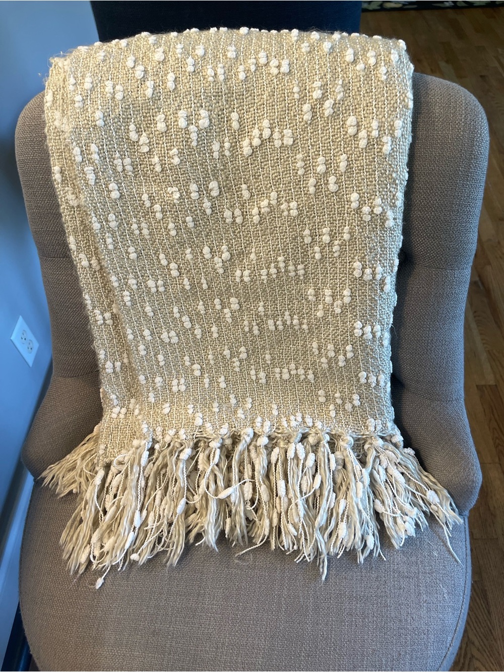 Christian Siriano Tan Fringed Throw or Wrap